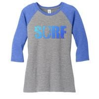 Distressed Look Surfing Gift For Surfers Cute Gift Women's Tri-Blend 3/4-Sleeve Raglan Shirt