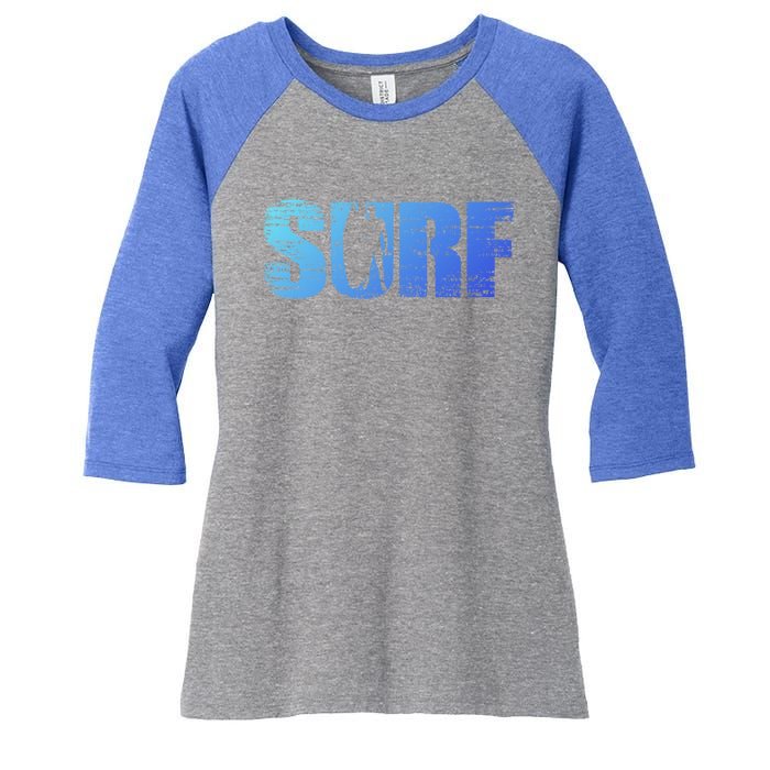 Distressed Look Surfing Gift For Surfers Cute Gift Women's Tri-Blend 3/4-Sleeve Raglan Shirt