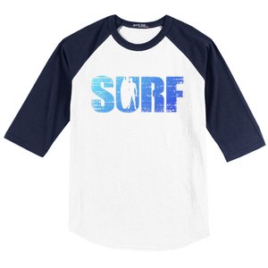 Distressed Look Surfing Gift For Surfers Cute Gift Baseball Sleeve Shirt