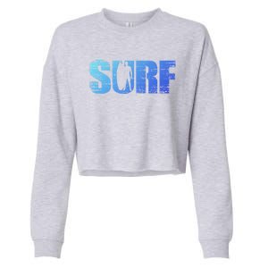 Distressed Look Surfing Gift For Surfers Cute Gift Cropped Pullover Crew