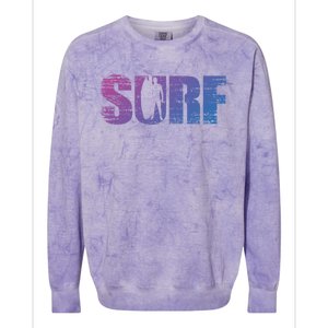 Distressed Look Surfing Gift For Surfers Cute Gift Colorblast Crewneck Sweatshirt