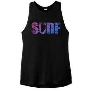 Distressed Look Surfing Gift For Surfers Cute Gift Ladies PosiCharge Tri-Blend Wicking Tank