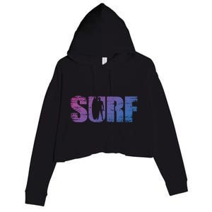 Distressed Look Surfing Gift For Surfers Cute Gift Crop Fleece Hoodie