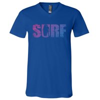 Distressed Look Surfing Gift For Surfers Cute Gift V-Neck T-Shirt