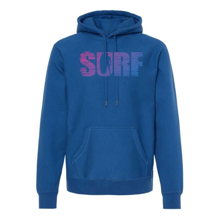 Distressed Look Surfing Gift For Surfers Cute Gift Premium Hoodie