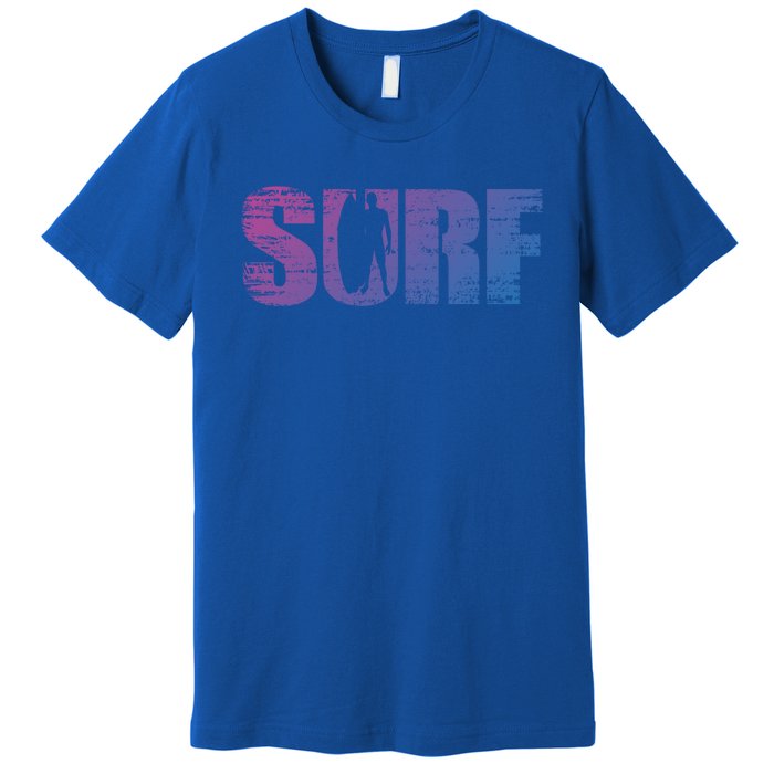 Distressed Look Surfing Gift For Surfers Cute Gift Premium T-Shirt