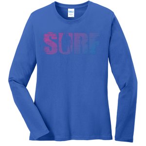 Distressed Look Surfing Gift For Surfers Cute Gift Ladies Long Sleeve Shirt