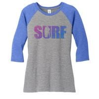 Distressed Look Surfing Gift For Surfers Cute Gift Women's Tri-Blend 3/4-Sleeve Raglan Shirt