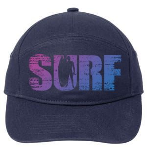 Distressed Look Surfing Gift For Surfers Cute Gift 7-Panel Snapback Hat