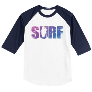 Distressed Look Surfing Gift For Surfers Cute Gift Baseball Sleeve Shirt