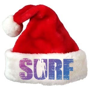 Distressed Look Surfing Gift For Surfers Cute Gift Premium Christmas Santa Hat