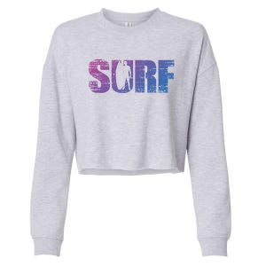 Distressed Look Surfing Gift For Surfers Cute Gift Cropped Pullover Crew