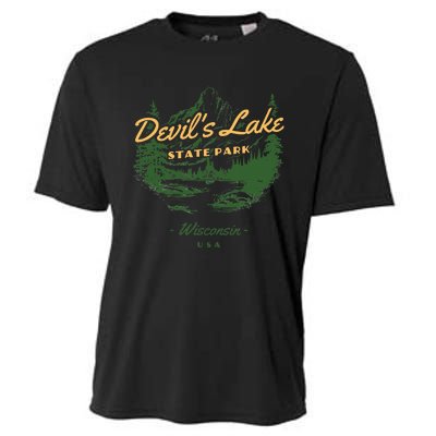 DevilS Lake State Park Wisconsin Retro Vintage Cooling Performance Crew T-Shirt