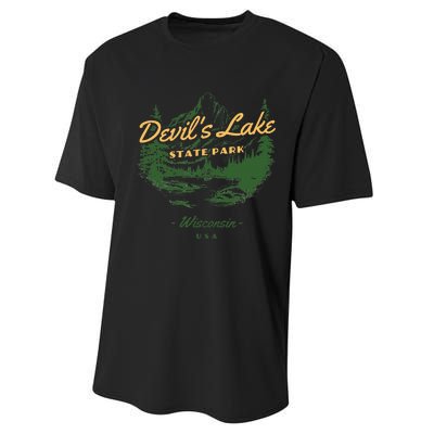 DevilS Lake State Park Wisconsin Retro Vintage Performance Sprint T-Shirt