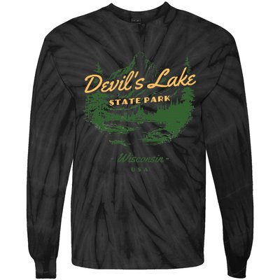 DevilS Lake State Park Wisconsin Retro Vintage Tie-Dye Long Sleeve Shirt