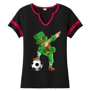 Dabbing Leprechaun Soccer St Patricks Day Sports Gift Ladies Halftime Notch Neck Tee