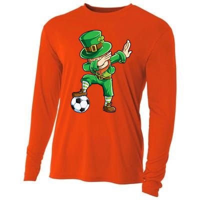 Dabbing Leprechaun St Patricks Day Soccer Sports Gift Cooling Performance Long Sleeve Crew