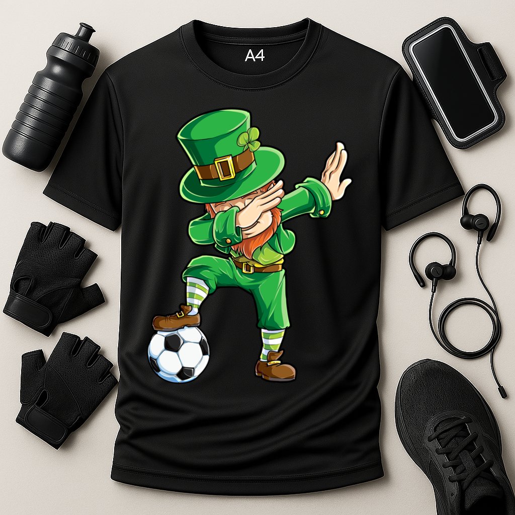 Dabbing Leprechaun St Patricks Day Soccer Sports Gift Cooling Performance Crew T-Shirt