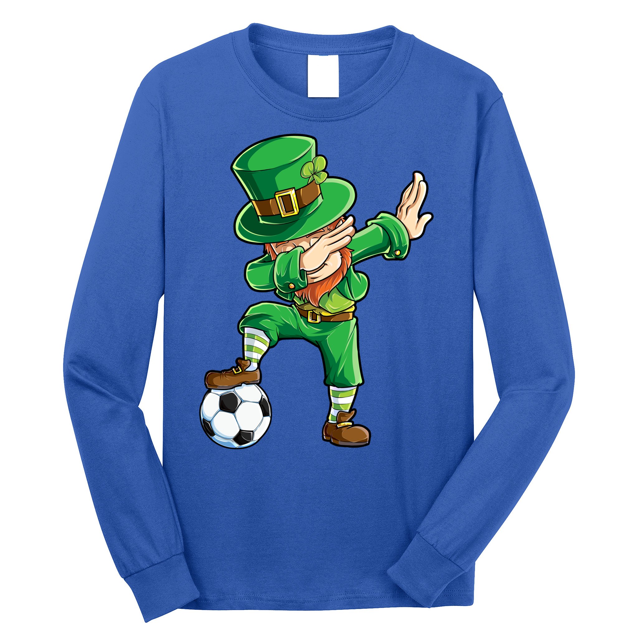 Dabbing Leprechaun St Patricks Day Soccer Sports Gift Long Sleeve Shirt