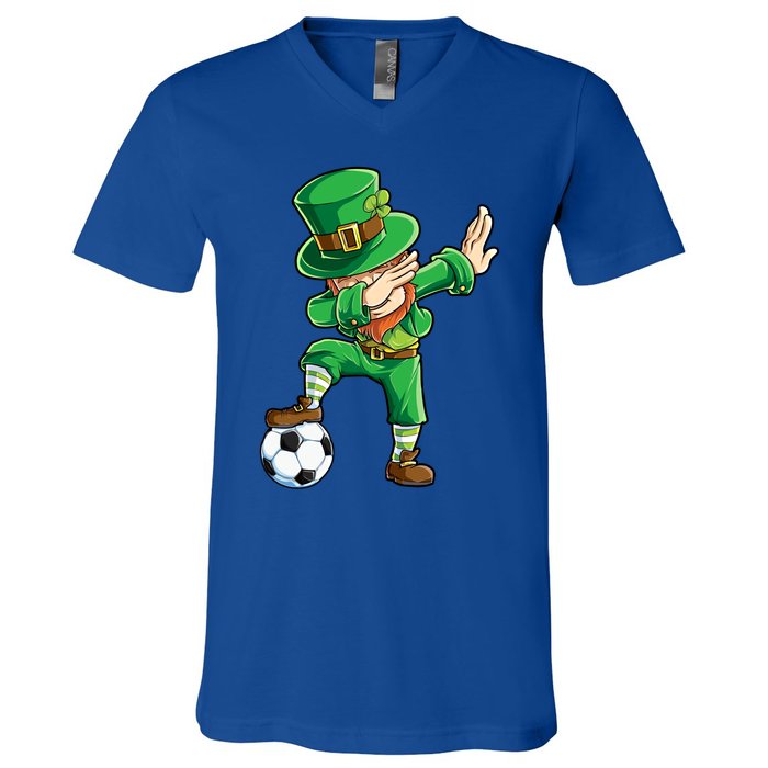 Dabbing Leprechaun St Patricks Day Soccer Sports Gift V-Neck T-Shirt