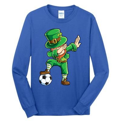 Dabbing Leprechaun St Patricks Day Soccer Sports Gift Tall Long Sleeve T-Shirt