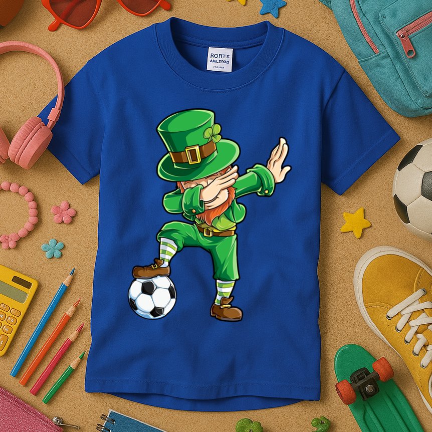 Dabbing Leprechaun St Patricks Day Soccer Sports Gift Kids T-Shirt