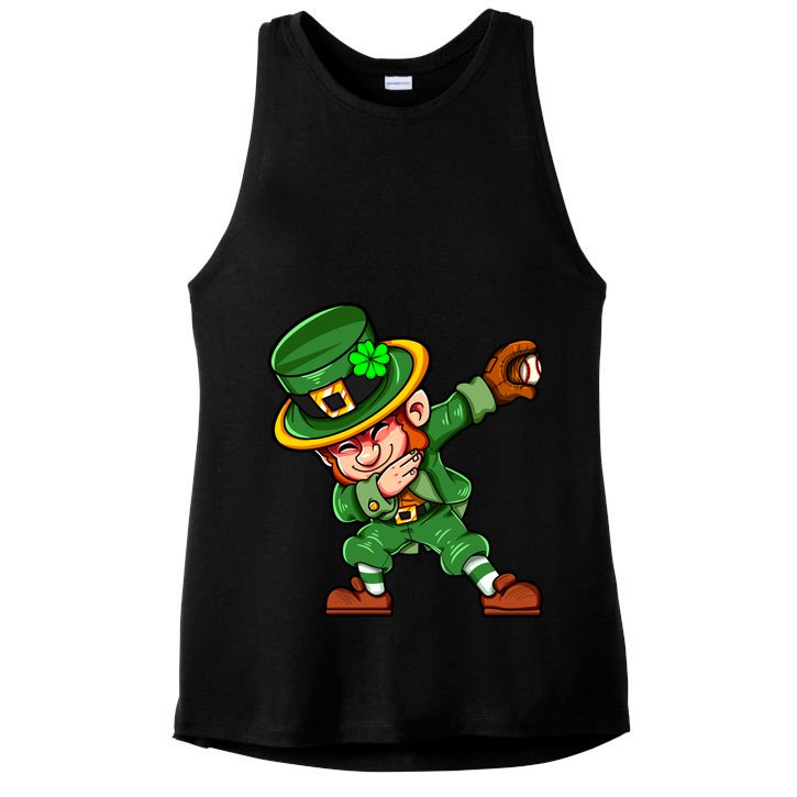 Dabbing Leprechaun Shamrock St Patricks Day Catcher Baseball Gift Ladies PosiCharge Tri-Blend Wicking Tank