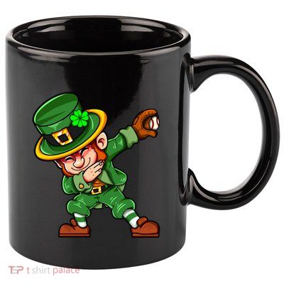 Dabbing Leprechaun Shamrock St Patricks Day Catcher Baseball Gift 11oz C Handle Ceramic Mug