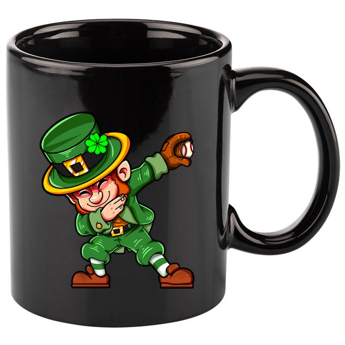 Dabbing Leprechaun Shamrock St Patricks Day Catcher Baseball Gift 11oz C Handle Ceramic Mug