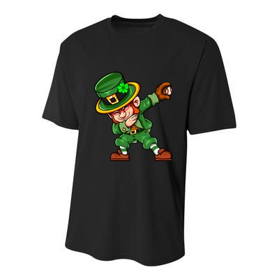 Dabbing Leprechaun Shamrock St Patricks Day Catcher Baseball Gift Youth Performance Sprint T-Shirt