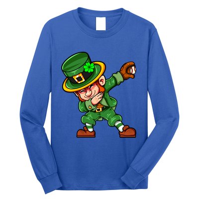 Dabbing Leprechaun Shamrock St Patricks Day Catcher Baseball Gift Long Sleeve Shirt