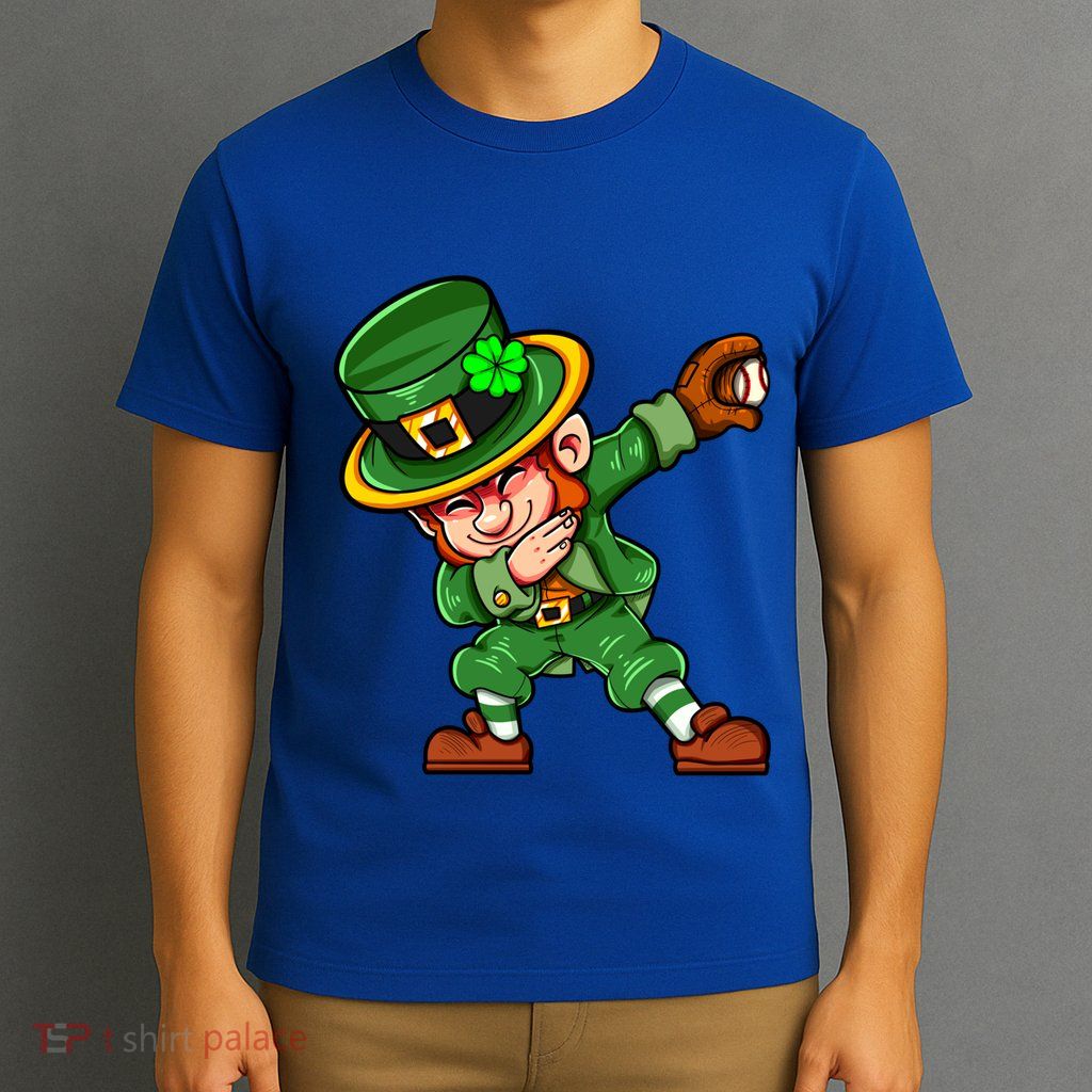 Dabbing Leprechaun Shamrock St Patricks Day Catcher Baseball Gift T-Shirt