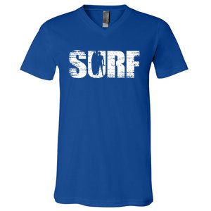 Distressed Look Surfing Gift For Surfers Cute Gift V-Neck T-Shirt