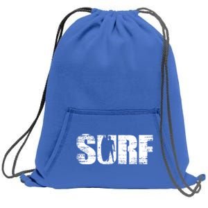 Distressed Look Surfing Gift For Surfers Cute Gift Sweatshirt Cinch Pack Bag