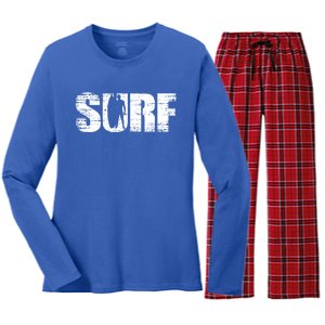 Distressed Look Surfing Gift For Surfers Cute Gift Women's Long Sleeve Flannel Pajama Set 