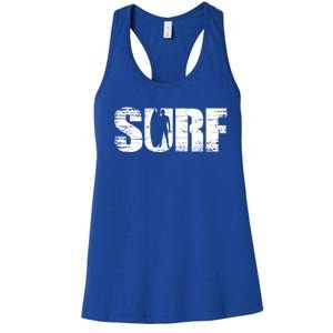 Distressed Look Surfing Gift For Surfers Cute Gift Women's Racerback Tank