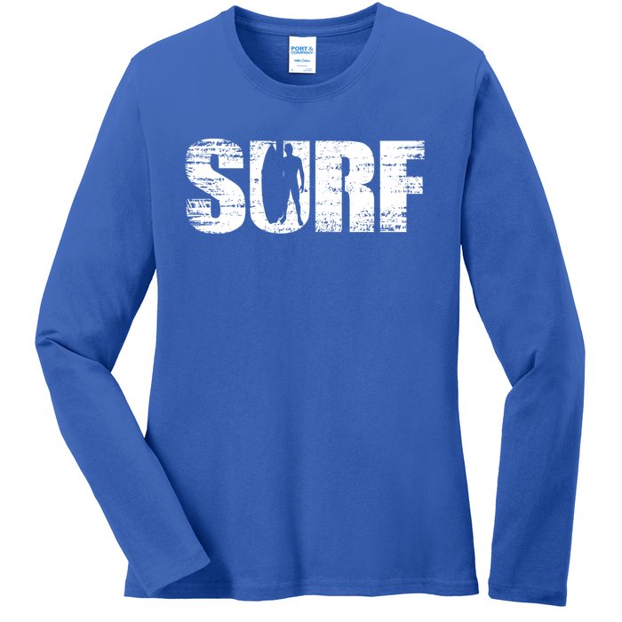 Distressed Look Surfing Gift For Surfers Cute Gift Ladies Long Sleeve Shirt