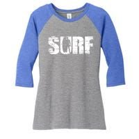 Distressed Look Surfing Gift For Surfers Cute Gift Women's Tri-Blend 3/4-Sleeve Raglan Shirt