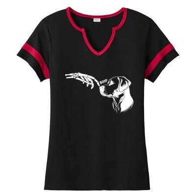 Dog Lover Skeleton Hand Boop Funny Halloween Labrador Ladies Halftime Notch Neck Tee