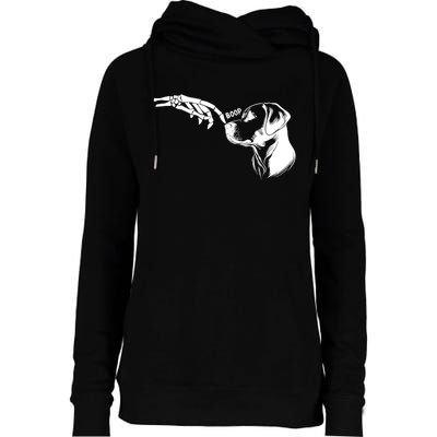 Dog Lover Skeleton Hand Boop Funny Halloween Labrador Womens Funnel Neck Pullover Hood