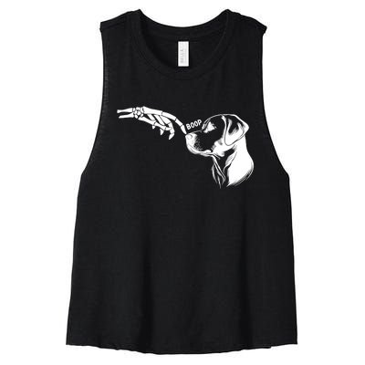 Dog Lover Skeleton Hand Boop Funny Halloween Labrador Women's Racerback Cropped Tank