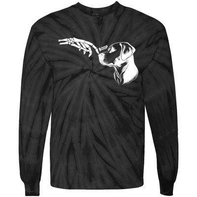 Dog Lover Skeleton Hand Boop Funny Halloween Labrador Tie-Dye Long Sleeve Shirt