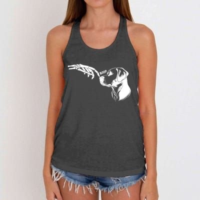 Dog Lover Skeleton Hand Boop Funny Halloween Labrador Women's Knotted Racerback Tank