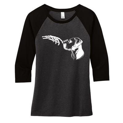 Dog Lover Skeleton Hand Boop Funny Halloween Labrador Women's Tri-Blend 3/4-Sleeve Raglan Shirt