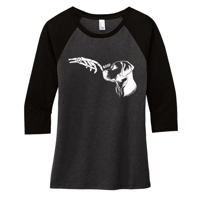 Dog Lover Skeleton Hand Boop Funny Halloween Labrador Women's Tri-Blend 3/4-Sleeve Raglan Shirt