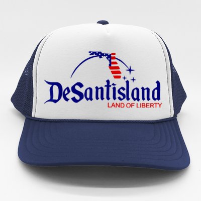 DeSantisLand Land State Of Liberty Florida Map Patriotic Trucker Hat