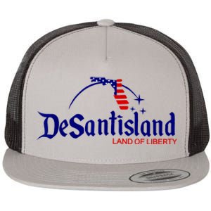 DeSantisLand Land State Of Liberty Florida Map Patriotic Flat Bill Trucker Hat