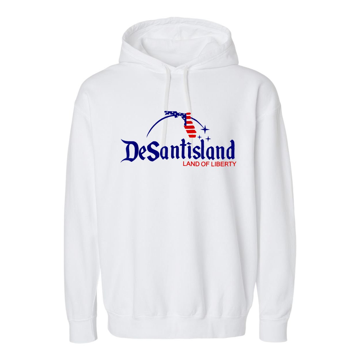 DeSantisLand Land State Of Liberty Florida Map Patriotic Garment-Dyed Fleece Hoodie