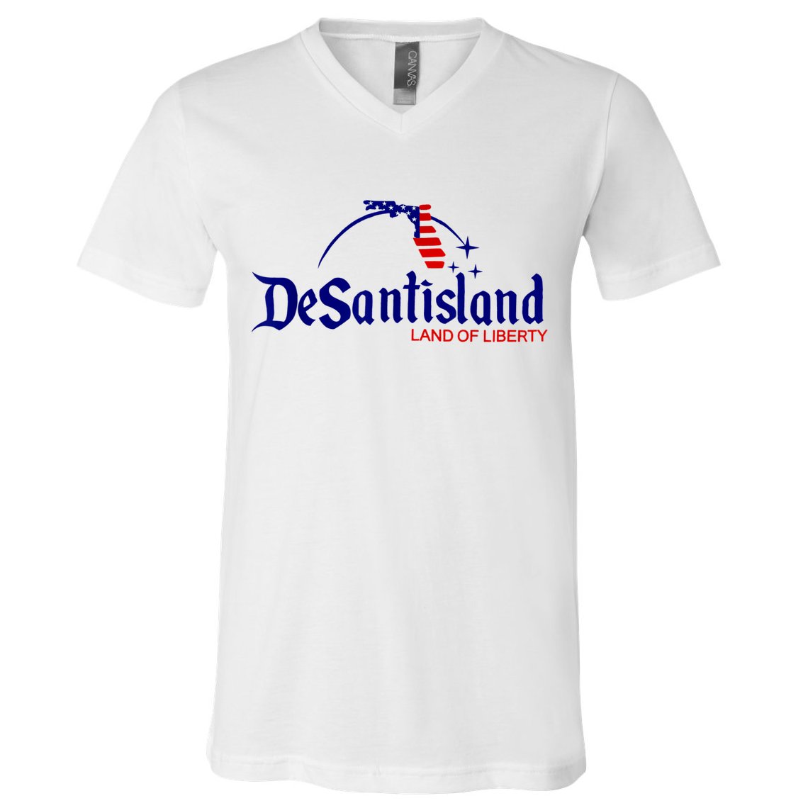DeSantisLand Land State Of Liberty Florida Map Patriotic V-Neck T-Shirt