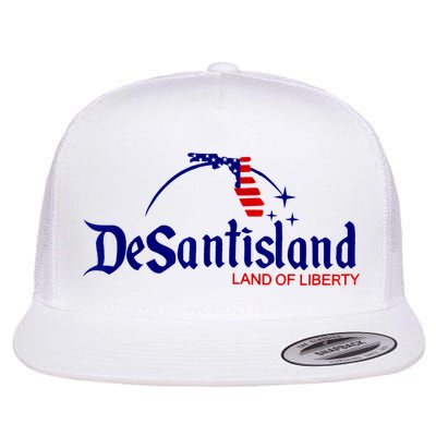 DeSantisLand Land State Of Liberty Florida Map Patriotic Flat Bill Trucker Hat